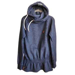 NAKETANO SIGNATURE CROSSOVER SWEATSHIRT HOODIE WITH ELASTICIZED WAIST DETAIL M/L